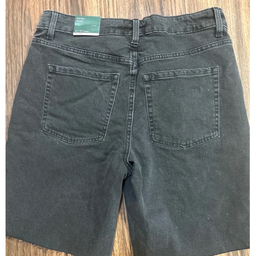 Wild Fable Womens Mid Rise EasyRigid Denim Shorts Black Wash Raw Hem Size‎ 8 NWT